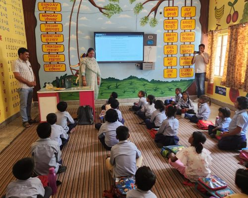 Installing Digital Boards in Govt School Gurgaon Classroom